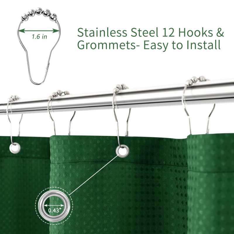 Waterproof Waffle Bathroom Tassel Shower Curtain, Thick Polyester for Hotel Home Decorative Bath Curtain$