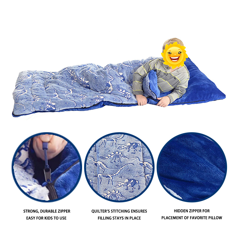 Dinosaur Sleeping Bag Glow-in-the-dark Dinosaur Sleeping Bag Boy Sleeping Bag - Plush luminous T-Rex Children's sleeping mat