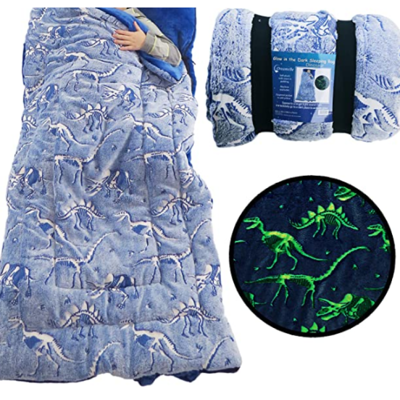 Dinosaur Sleeping Bag Glow-in-the-dark Dinosaur Sleeping Bag Boy Sleeping Bag - Plush luminous T-Rex Children's sleeping mat