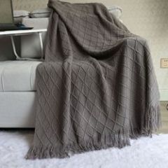Throw Blanket Textured Solid Soft Sofa Couch Cover Decorative Knitted Blanket Weighted Knit Blanket