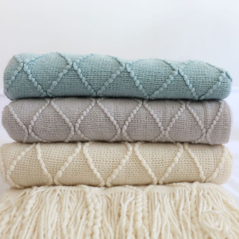 Throw Blanket Textured Solid Soft Sofa Couch Cover Decorative Knitted Blanket Weighted Knit Blanket