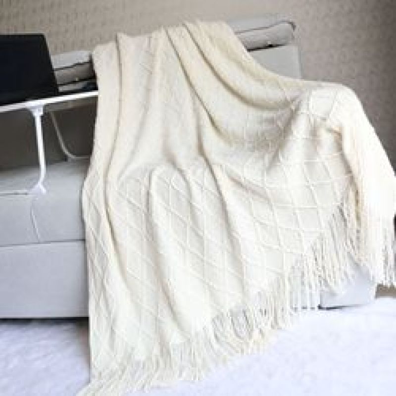 Throw Blanket Textured Solid Soft Sofa Couch Cover Decorative Knitted Blanket Weighted Knit Blanket