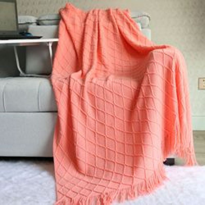 Throw Blanket Textured Solid Soft Sofa Couch Cover Decorative Knitted Blanket Weighted Knit Blanket