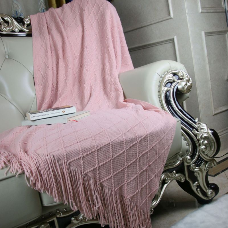 Throw Blanket Textured Solid Soft Sofa Couch Cover Decorative Knitted Blanket Weighted Knit Blanket