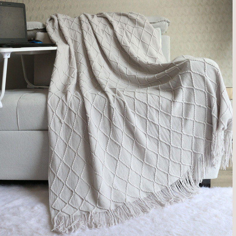 Throw Blanket Textured Solid Soft Sofa Couch Cover Decorative Knitted Blanket Weighted Knit Blanket