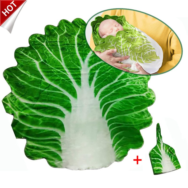 Hot Sale Cabbage flannel baby blanket hat,Swaddle Blanket Baby Swaddle Blanket/