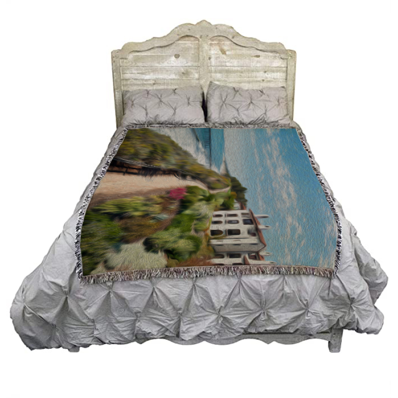 Double sided tassel texture sofa cover towel woven blanket for sofa cover blanket