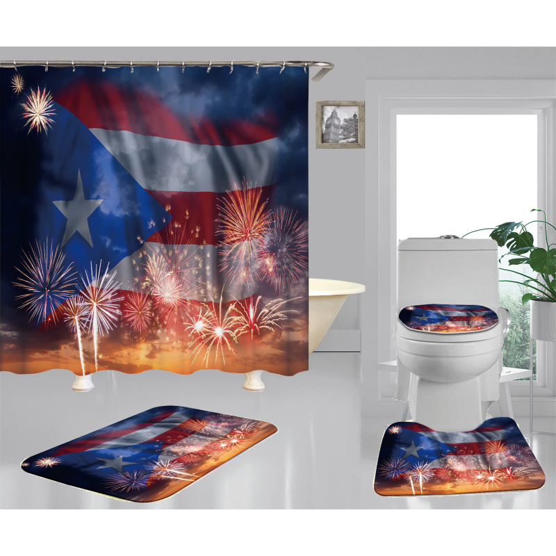 2022 Custom 3D Shower Curtain, Famous Bathroom Set Puerto Rico Shower Curtains#