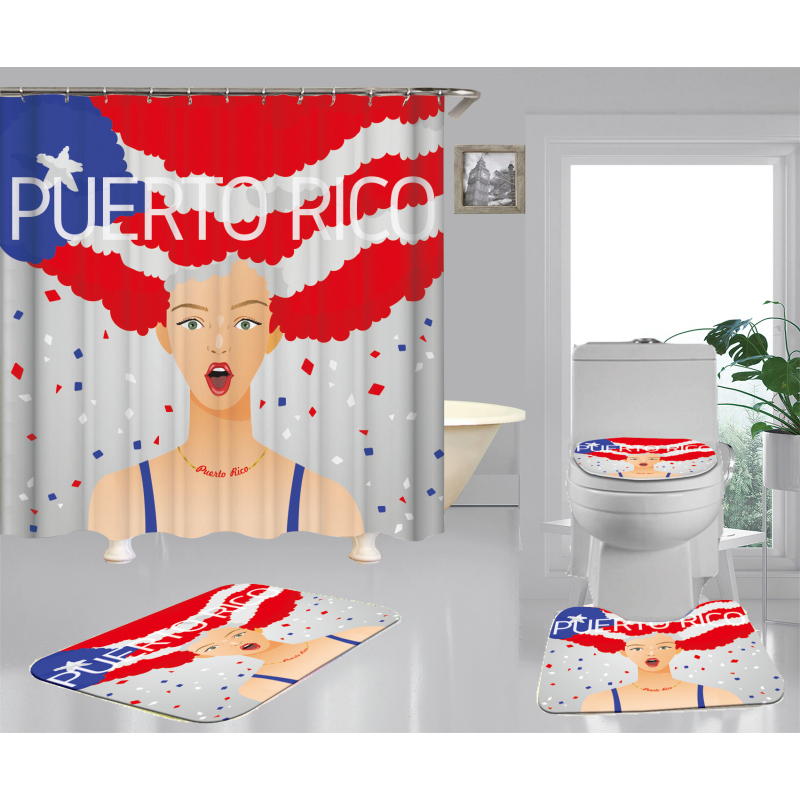 2022 Custom 3D Shower Curtain, Famous Bathroom Set Puerto Rico Shower Curtains#