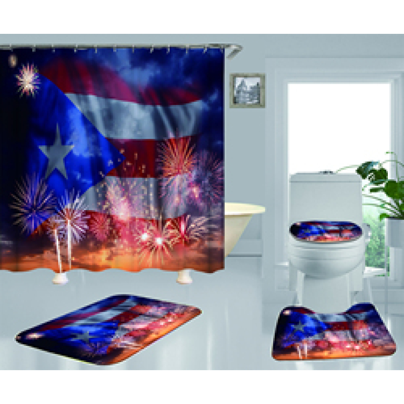 2022 Custom 3D Shower Curtain, Famous Bathroom Set Puerto Rico Shower Curtains#