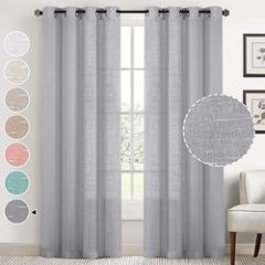 Wholesale Natural Linen Bedroom Living Room Textured Open Weave Linen Semi Sheer Curtain , Nickel Grommet Sheer Curtain/