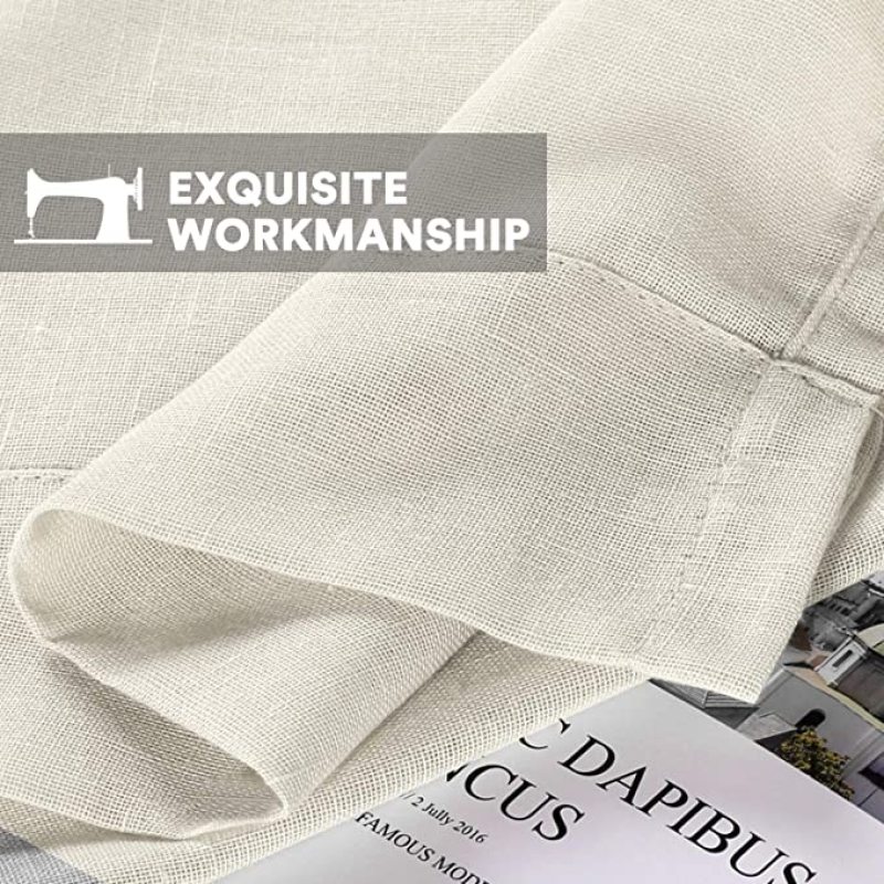 도매 자연적인 리넨 침실 거실 짜임새 열려있는 직물 리넨 반 얇은 커튼, 니켈 고리 모양의 얇은 커튼