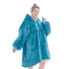 Fleece Sherpa Blanket With Sleeves Super Soft Warm Outdoor Pocket Hoodie Adult Winter Hooded TV Blankets/