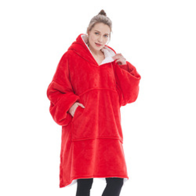 Fleece Sherpa Blanket With Sleeves Super Soft Warm Outdoor Pocket Hoodie Adult Winter Hooded TV Blankets/