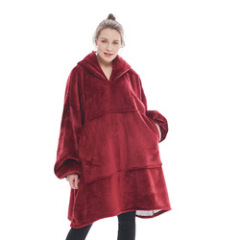 Fleece Sherpa Blanket With Sleeves Super Soft Warm Outdoor Pocket Hoodie Adult Winter Hooded TV Blankets/