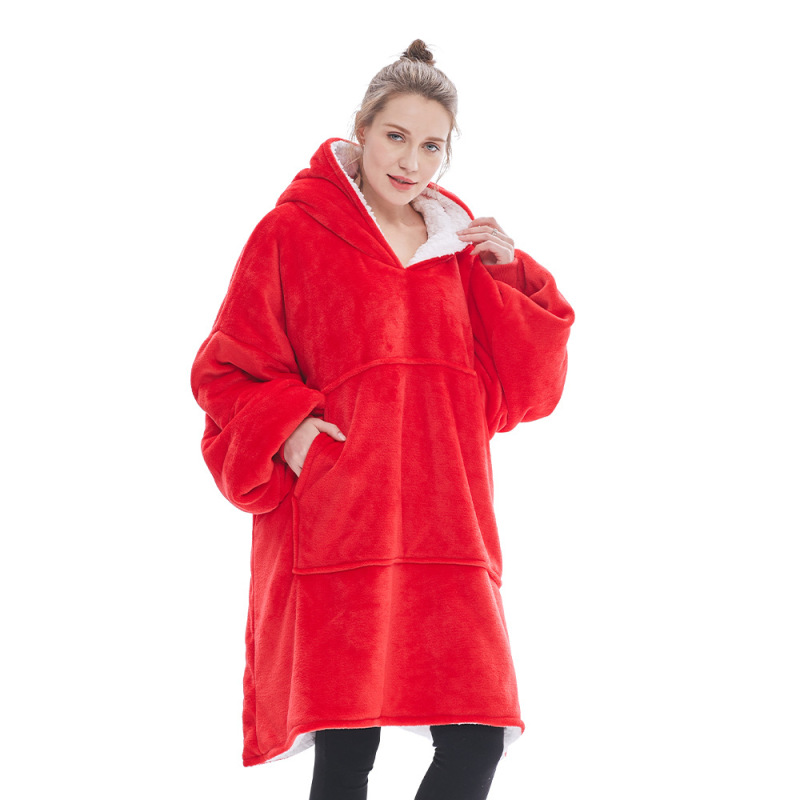 Fleece Sherpa Blanket With Sleeves Super Soft Warm Outdoor Pocket Hoodie Adult Winter Hooded TV Blankets/