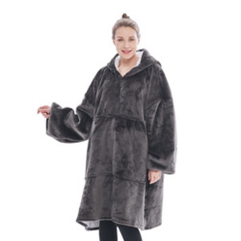Fleece Sherpa Blanket With Sleeves Super Soft Warm Outdoor Pocket Hoodie Adult Winter Hooded TV Blankets/