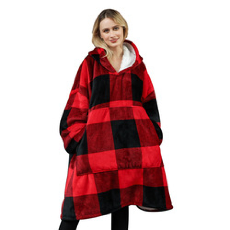 Fleece Sherpa Blanket With Sleeves Super Soft Warm Outdoor Pocket Hoodie Adult Winter Hooded TV Blankets/