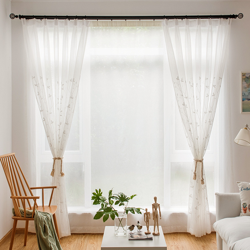 High quality modele de rideaux salon chiffon window curtain embroidered