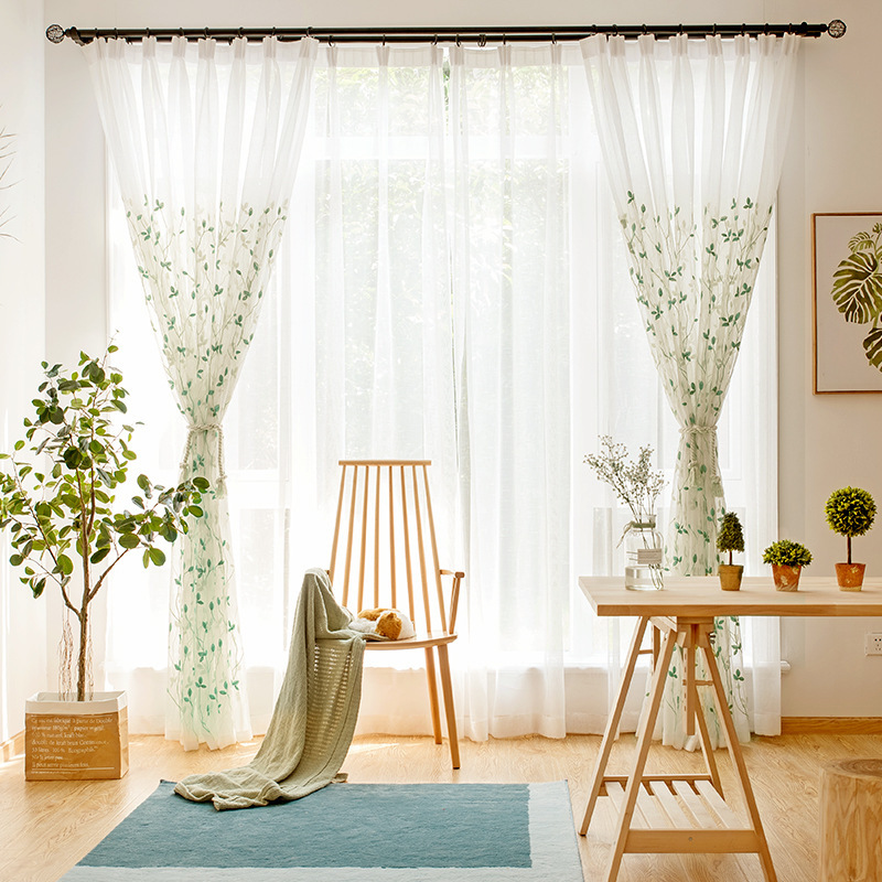 High quality modele de rideaux salon chiffon window curtain embroidered
