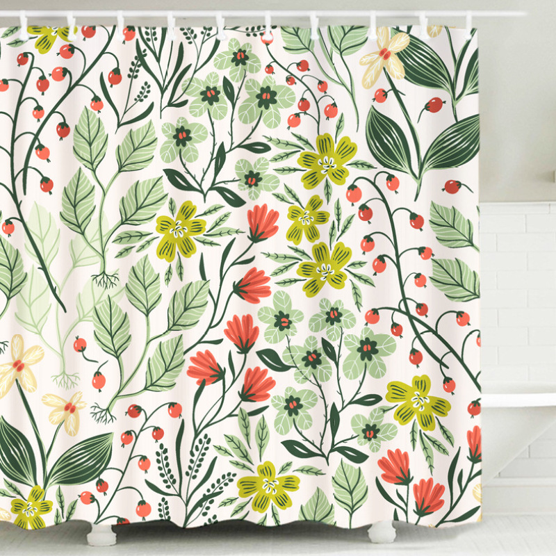 China supplier cheap price Custom Printed Polyester Bathroom shower Curtain