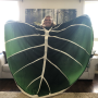 Super Soft Philodendron Gloriosum Printed Green Leaves Giant Fleece Cozy Leaf Blanket For Sofa Bed Oversized Kids