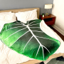 Super Soft Philodendron Gloriosum Printed Green Leaves Giant Fleece Cozy Leaf Blanket For Sofa Bed Oversized Kids