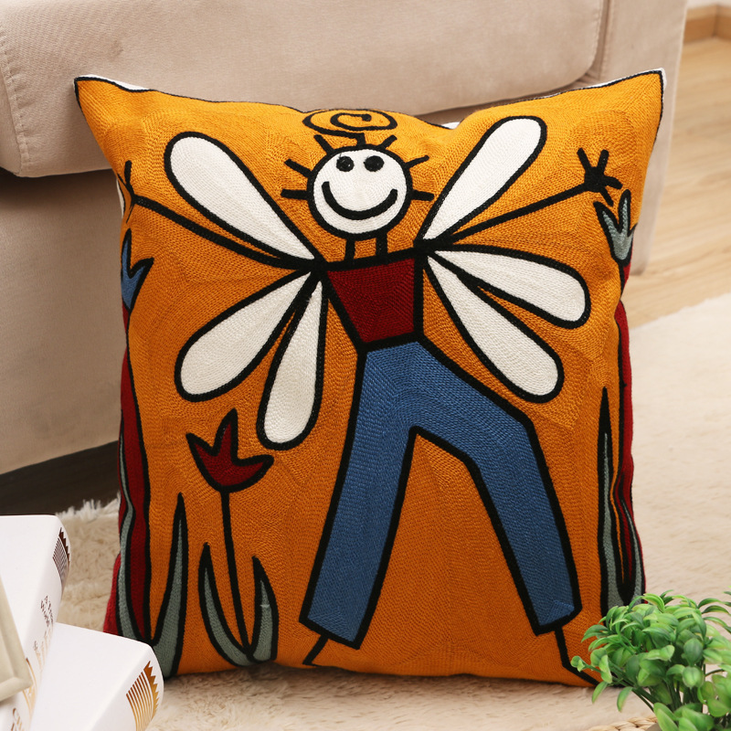 Embroidery Picasso Impressionism Cushion Cover, Cotton Canvas  Cartoon Cushion Cover /