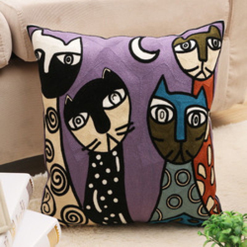 Embroidery Picasso Impressionism Cushion Cover, Cotton Canvas  Cartoon Cushion Cover /