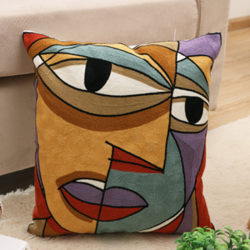 Embroidery Picasso Impressionism Cushion Cover, Cotton Canvas  Cartoon Cushion Cover /