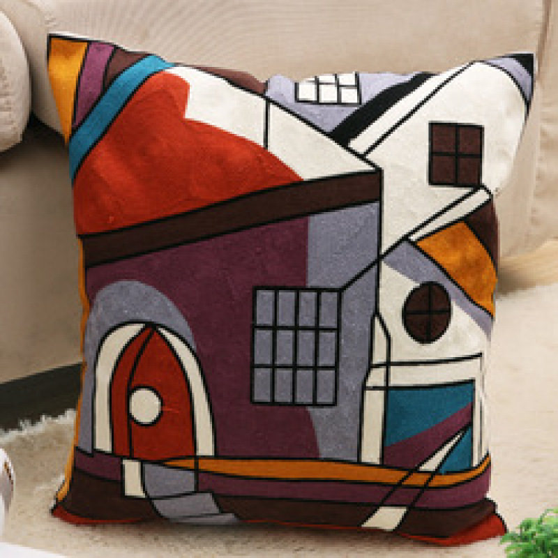 Embroidery Picasso Impressionism Cushion Cover, Cotton Canvas  Cartoon Cushion Cover /