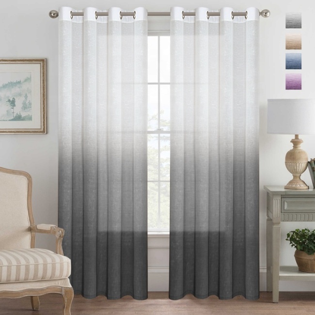 ready made formaldehyde free washable and durable ombre sheer  curtain