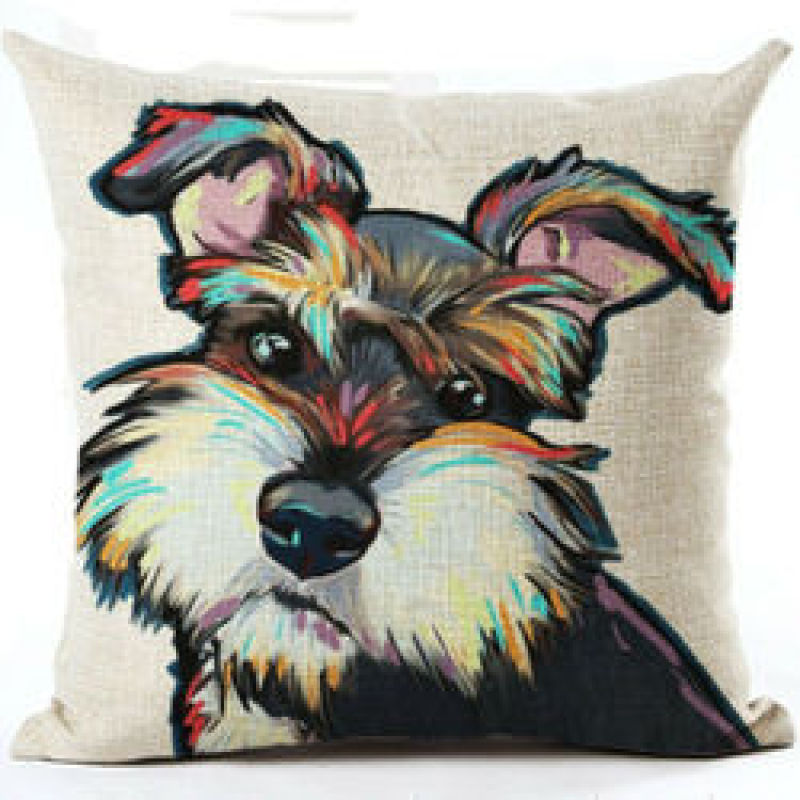 Cartoon Cotton linen Cute Dog Pillow Cheap Cushion Cover,Fabric Painting Designs Cushion Cover/