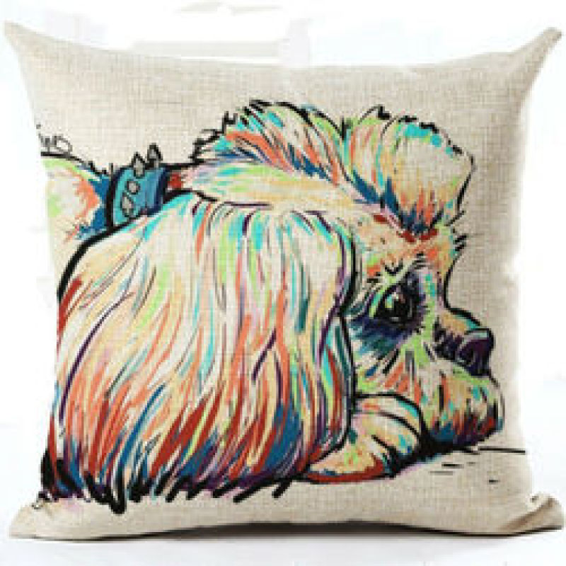 Cartoon Cotton linen Cute Dog Pillow Cheap Cushion Cover,Fabric Painting Designs Cushion Cover/