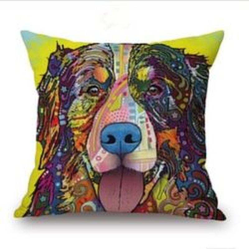 Cartoon Cotton linen Cute Dog Pillow Cheap Cushion Cover,Fabric Painting Designs Cushion Cover/