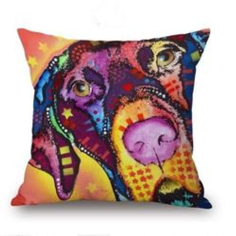 Cartoon Cotton linen Cute Dog Pillow Cheap Cushion Cover,Fabric Painting Designs Cushion Cover/