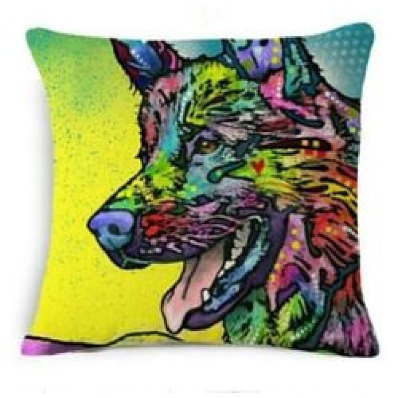 Cartoon Cotton linen Cute Dog Pillow Cheap Cushion Cover,Fabric Painting Designs Cushion Cover/