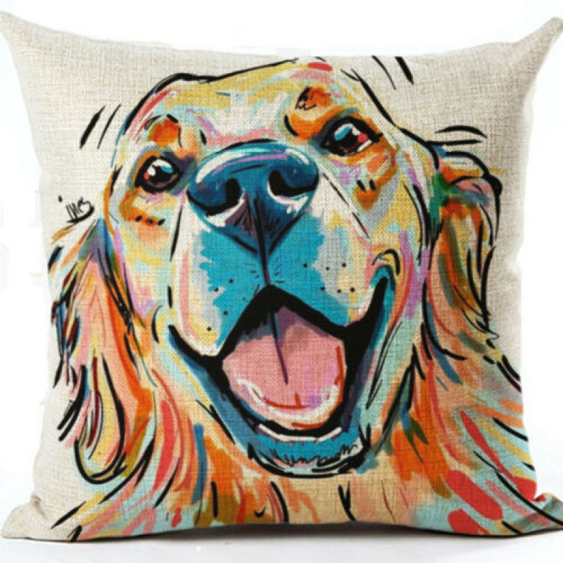 Cartoon Cotton linen Cute Dog Pillow Cheap Cushion Cover,Fabric Painting Designs Cushion Cover/