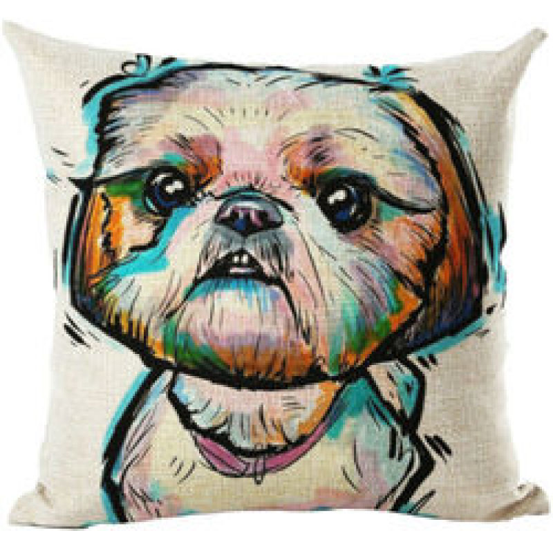 Cartoon Cotton linen Cute Dog Pillow Cheap Cushion Cover,Fabric Painting Designs Cushion Cover/