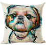 Cartoon Cotton linen Cute Dog Pillow Cheap Cushion Cover,Fabric Painting Designs Cushion Cover/