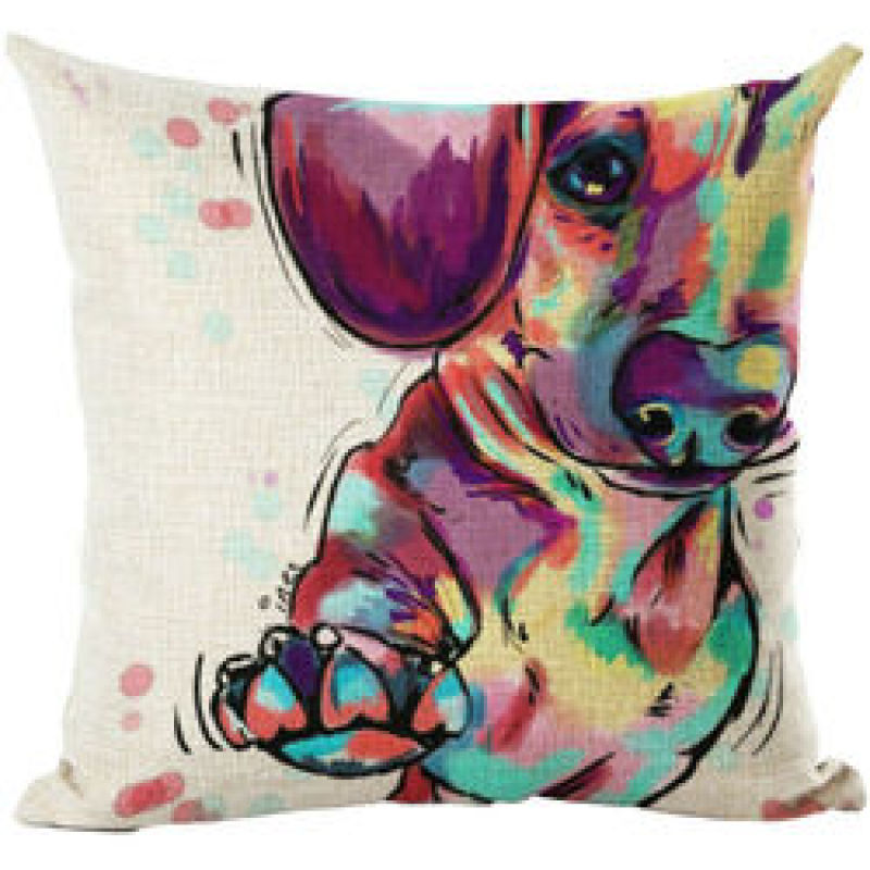 Cartoon Cotton linen Cute Dog Pillow Cheap Cushion Cover,Fabric Painting Designs Cushion Cover/