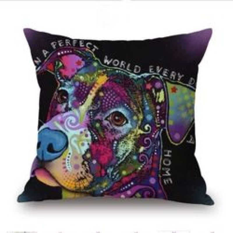 Cartoon Cotton linen Cute Dog Pillow Cheap Cushion Cover,Fabric Painting Designs Cushion Cover/