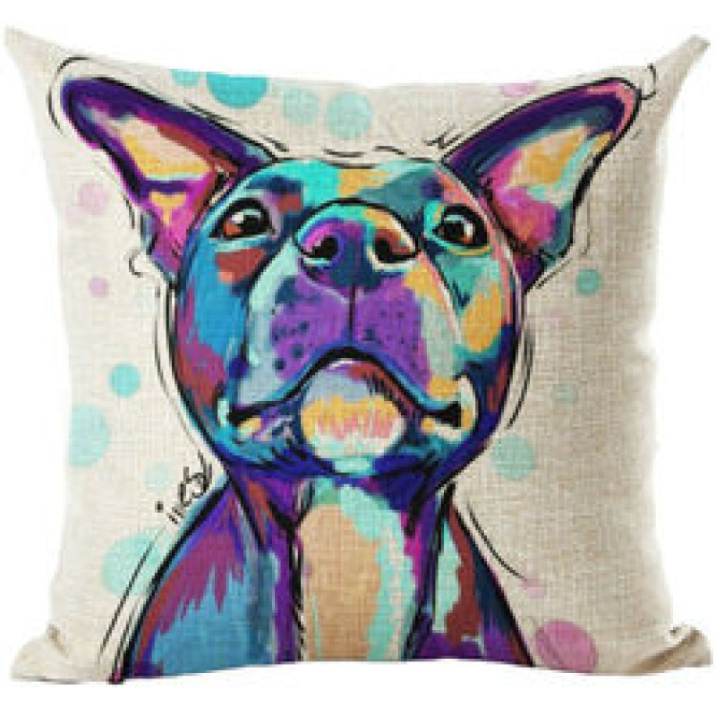 Cartoon Cotton linen Cute Dog Pillow Cheap Cushion Cover,Fabric Painting Designs Cushion Cover/