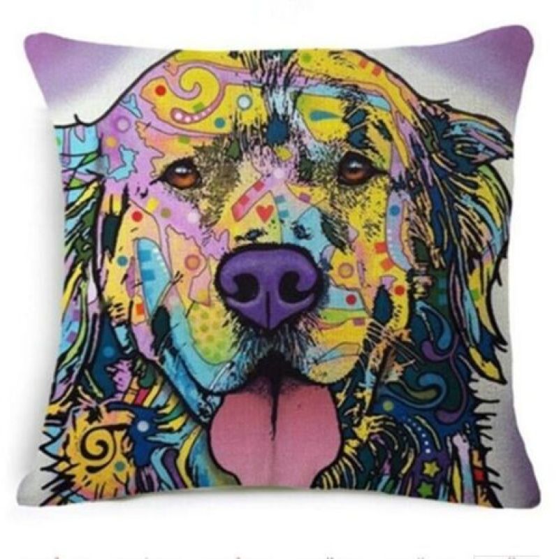 Cartoon Cotton linen Cute Dog Pillow Cheap Cushion Cover,Fabric Painting Designs Cushion Cover/