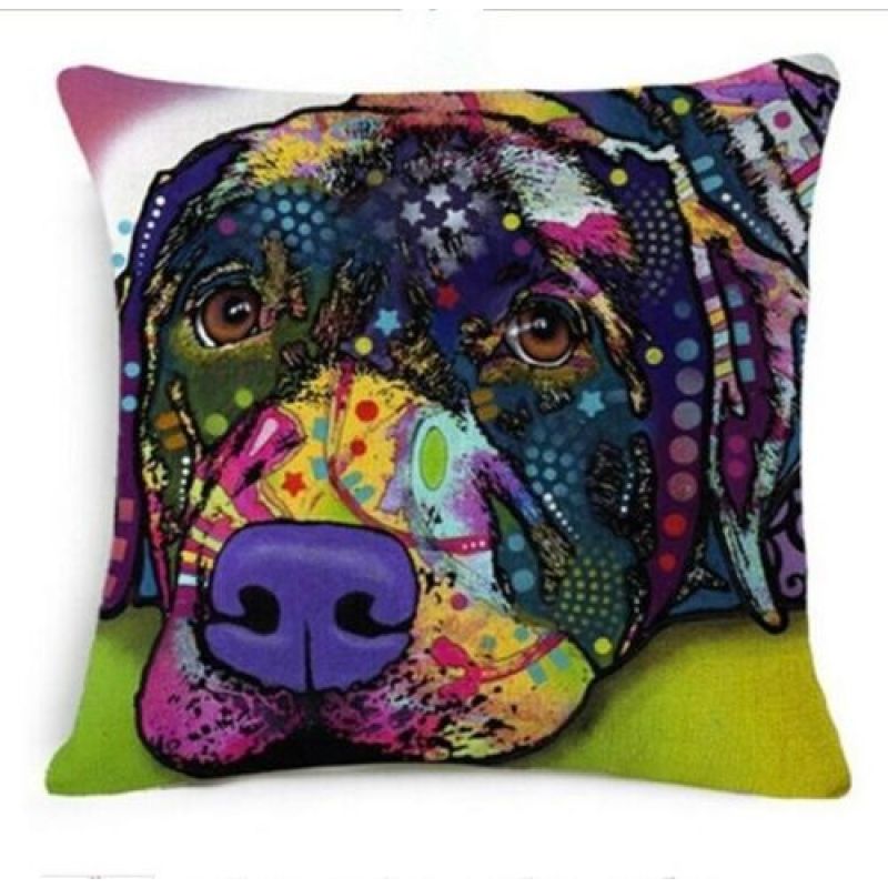 Cartoon Cotton linen Cute Dog Pillow Cheap Cushion Cover,Fabric Painting Designs Cushion Cover/