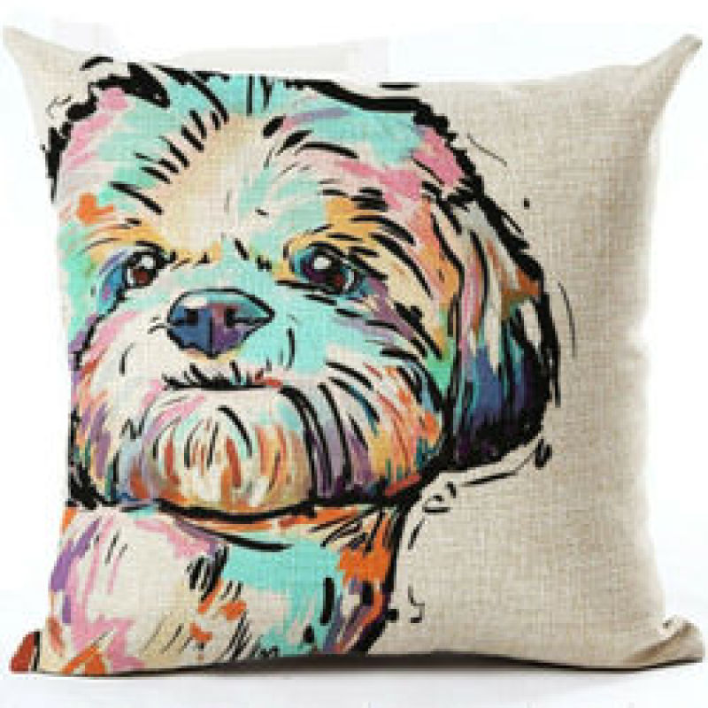 Cartoon Cotton linen Cute Dog Pillow Cheap Cushion Cover,Fabric Painting Designs Cushion Cover/