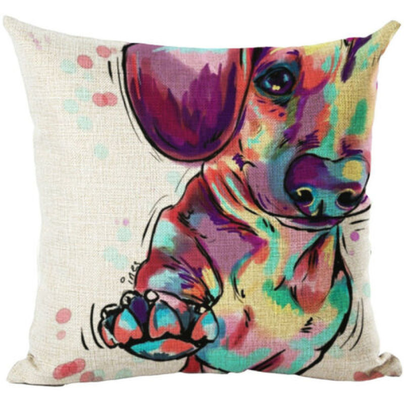 Cartoon Cotton linen Cute Dog Pillow Cheap Cushion Cover,Fabric Painting Designs Cushion Cover/
