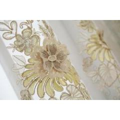 Shaoxing Textile Sheer Curtain Fabric,Luxury European Style White Embroidery Curtain Sheer Fabric Window Curtain#