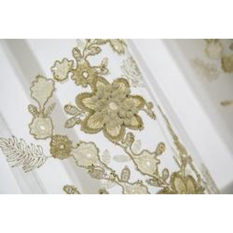 Tissu de rideau transparent Shaoxing Textile, rideau de fenêtre en tissu transparent de luxe de style européen avec broderie blanche #