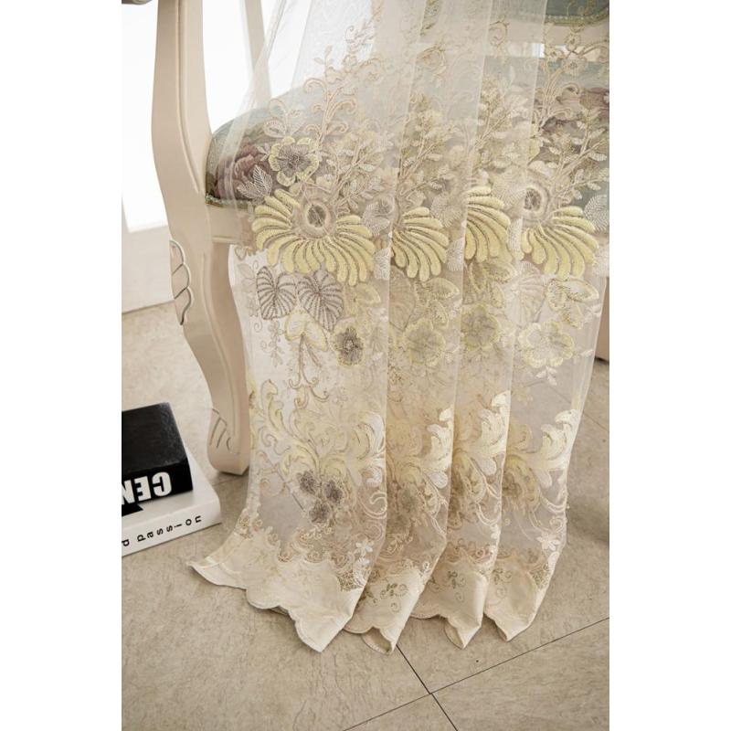 Tissu de rideau transparent Shaoxing Textile, rideau de fenêtre en tissu transparent de luxe de style européen avec broderie blanche #